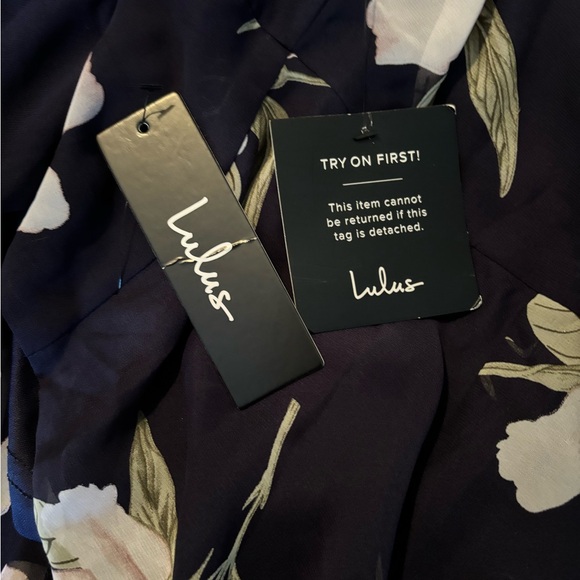 Lulus Navy Blue Foral Wrap Dress - Picture 3 of 4